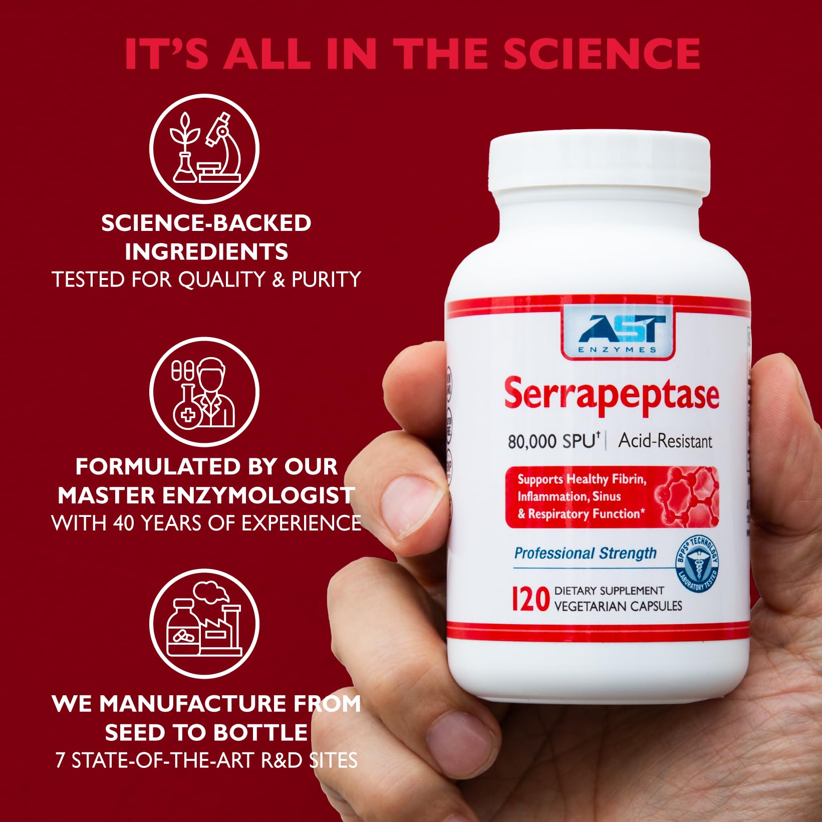 Packaging of AST Enzymes Serrapeptase in box