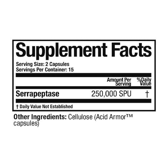 Serretia Serrapeptase bottle side view