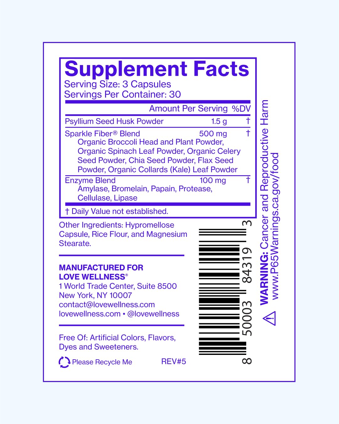 Serving size and bottle information for Universal Gut Duo
