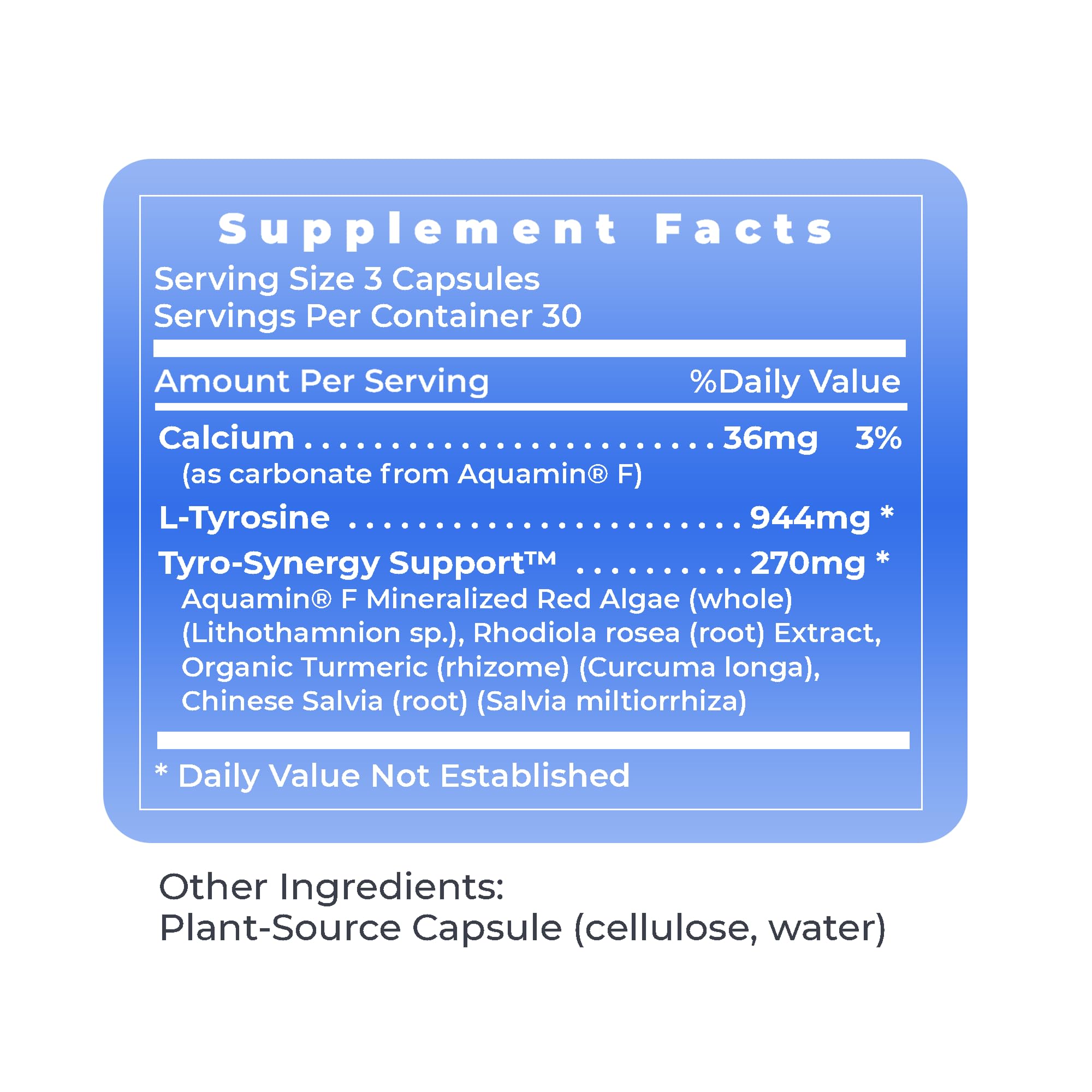 Serving suggestion showing three capsules