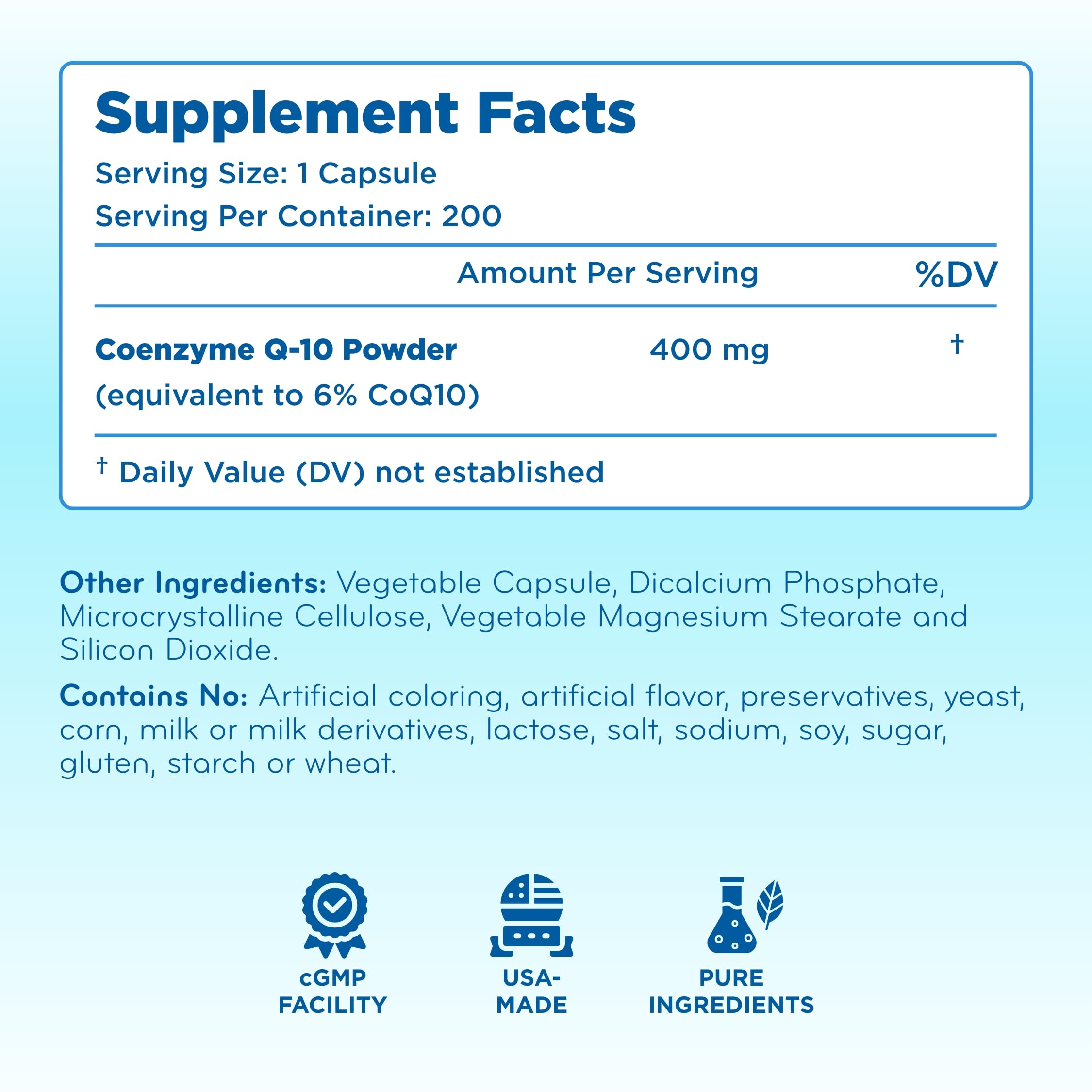 Packaging indicating 200 servings