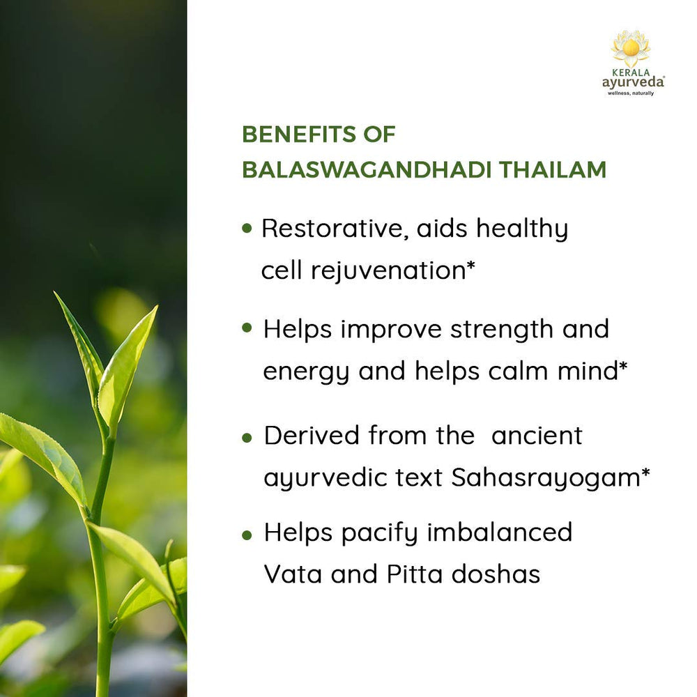 Close-up of sesame oil base with herbal blend for Balaswagandhadi Thailam