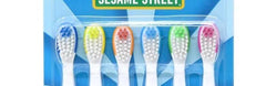 Close-up of soft bristles on a toddler toothbrush for ages 2-4.