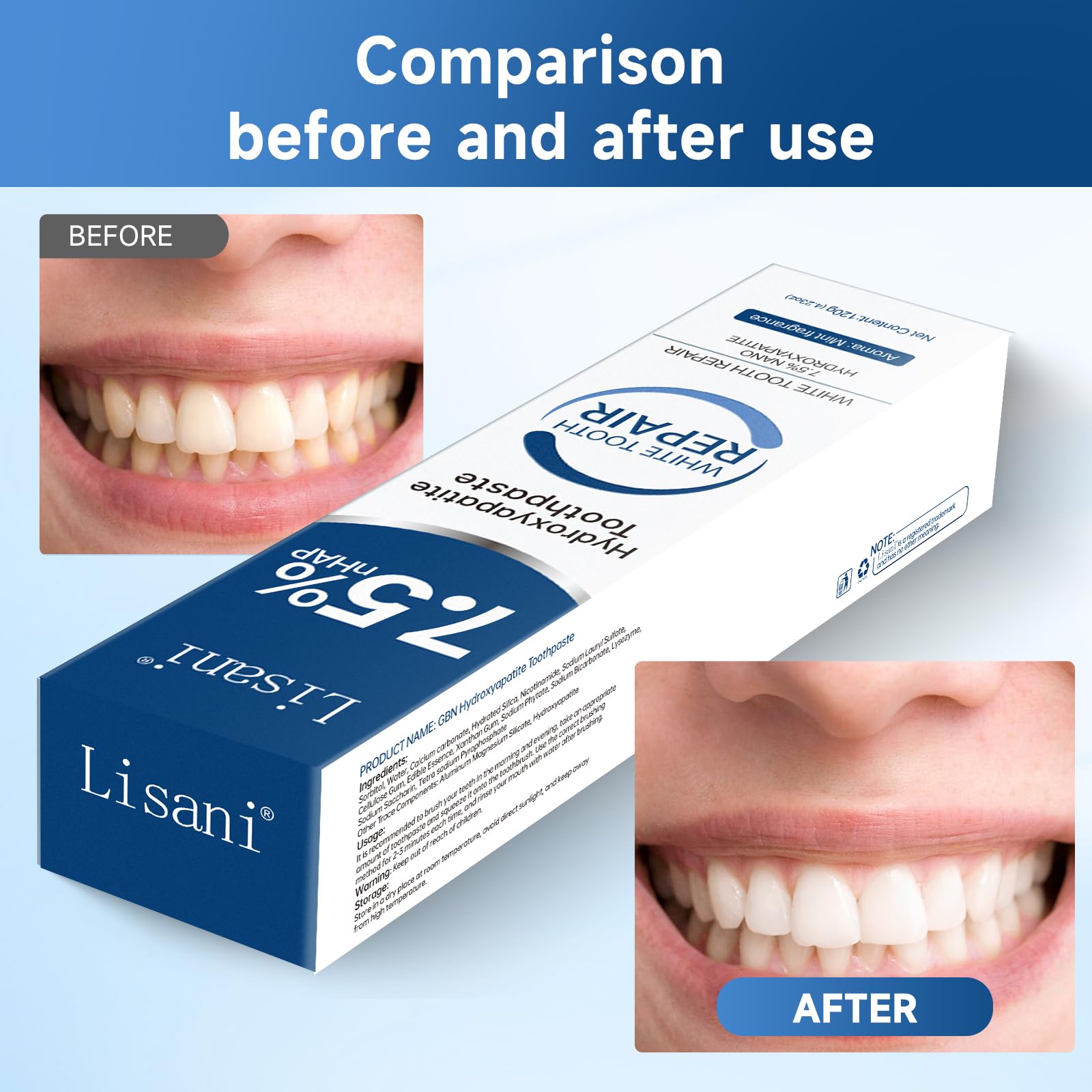 Concept image showing tooth sensitivity relief with hydroxyapatite toothpaste