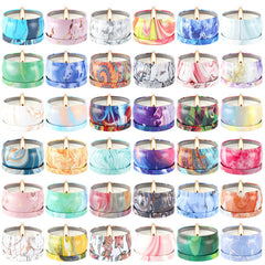 Gift-ready candle tin with floral design