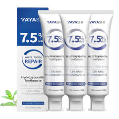 Set of three hydroxyapatite toothpaste tubes with gentle mint for enamel protection