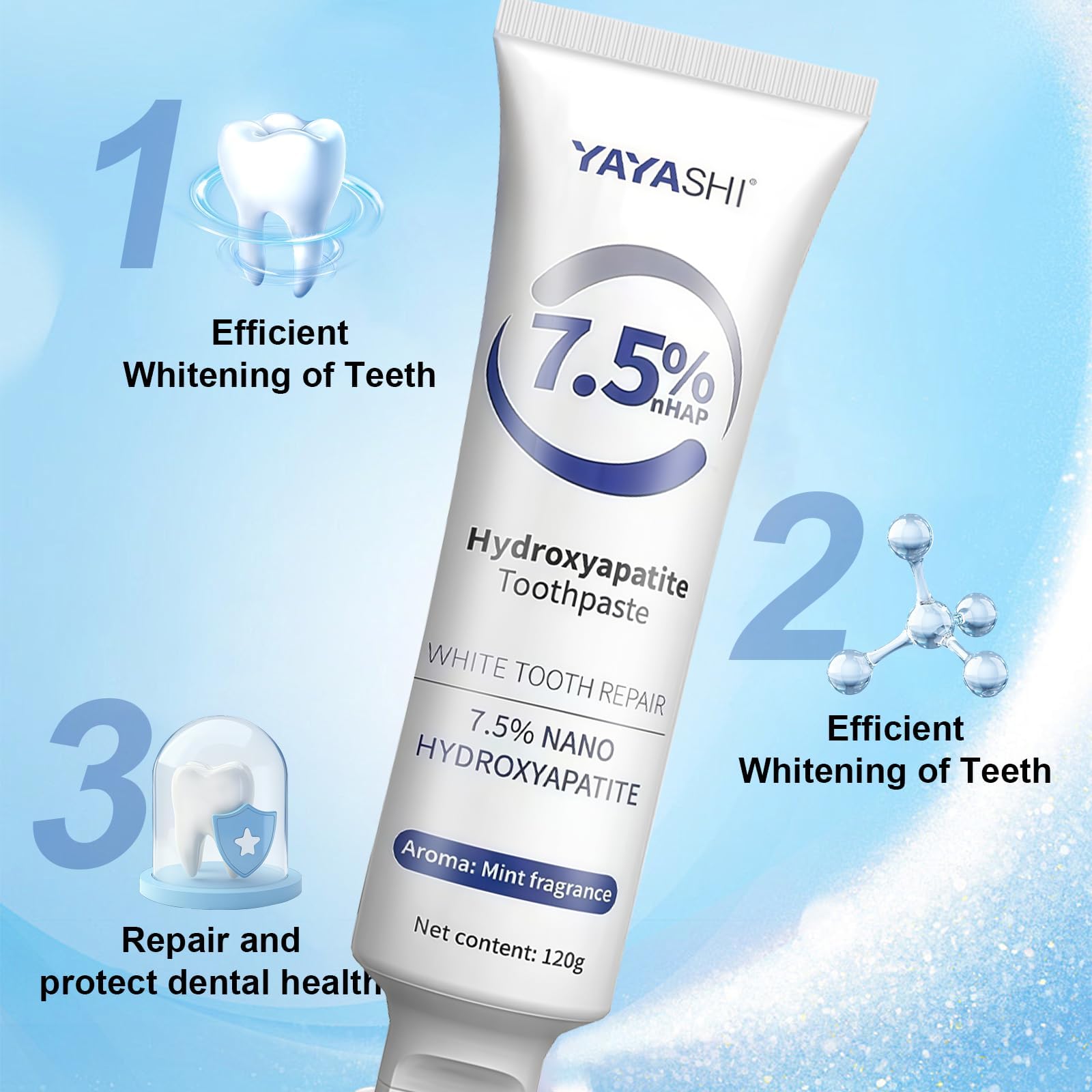 Daily oral care with fluoride-free hydroxyapatite toothpaste
