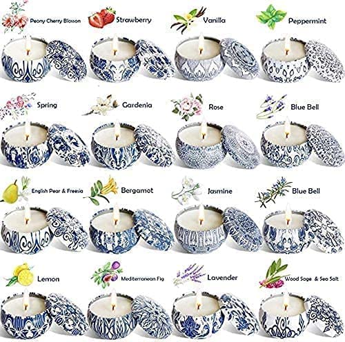Multi-fragrance candle set in 2.5 oz travel tins