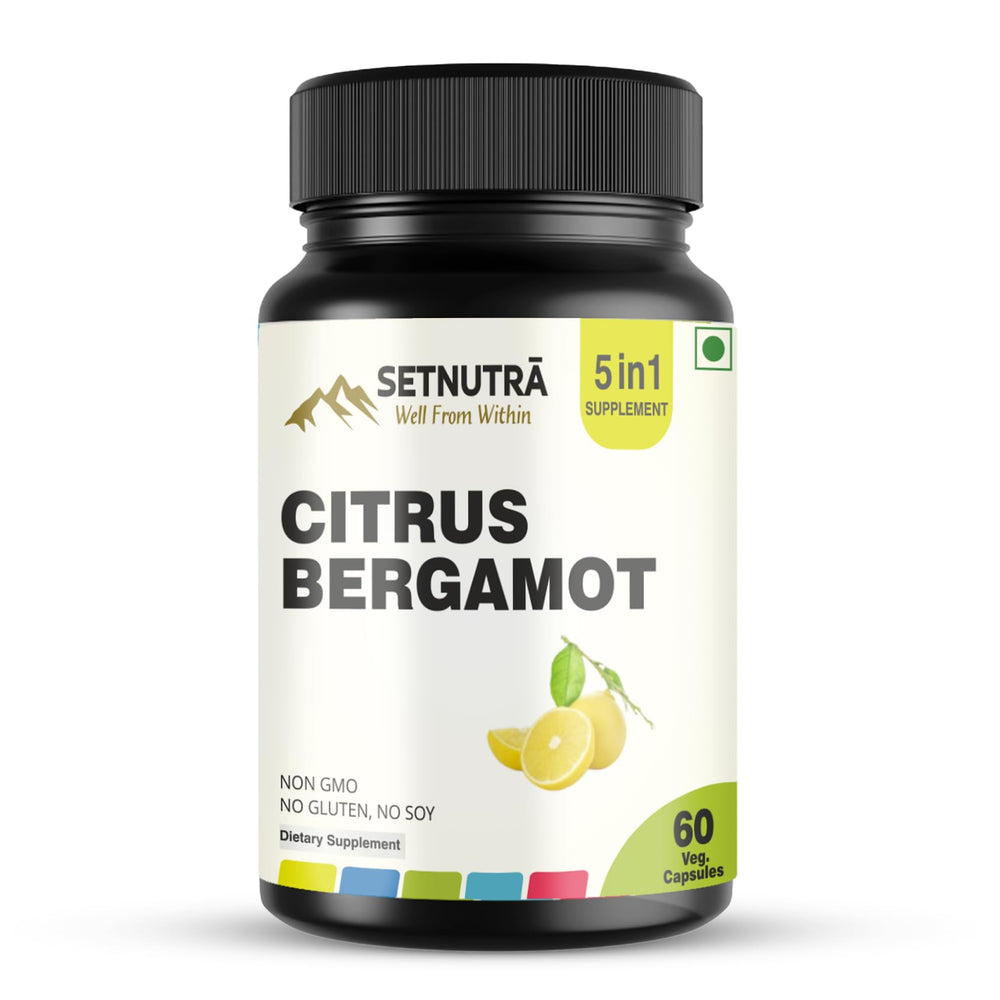 Product bottle and label for SETNUTRA Well From Within 5 in 1 Citrus Bergamot supplement