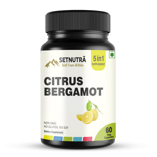 Product bottle and label for SETNUTRA Well From Within 5 in 1 Citrus Bergamot supplement