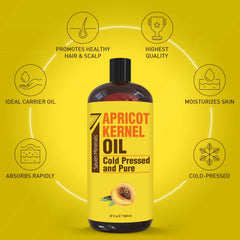 Close-up of Seven Minerals Apricot Kernel Oil 32oz bottle