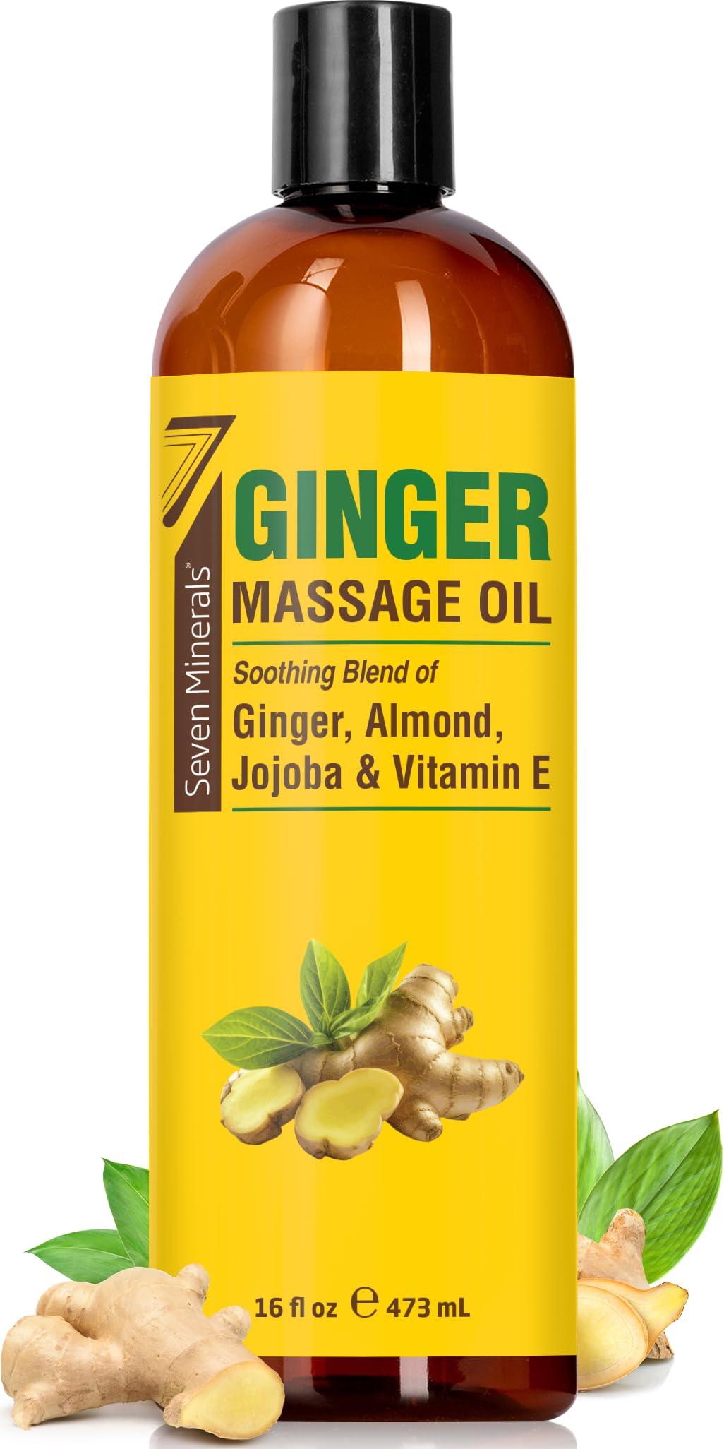 Bottle of Seven Minerals Ginger Massage Oil 16 oz