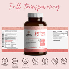 Front view of seven-month supply saffron capsules packaging