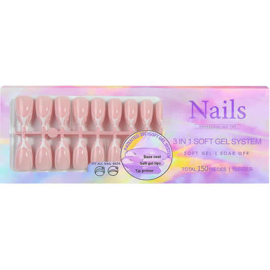 Sevgob soft gel nail tips with base coat primer demonstrate easy DIY manicure