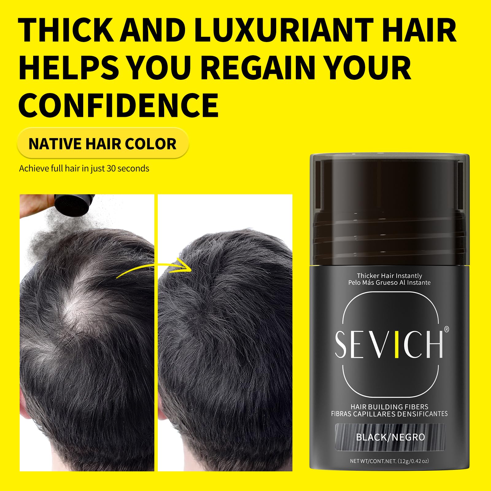 SEVICH Hair Fibers color variety highlights shades to blend with natural hair.