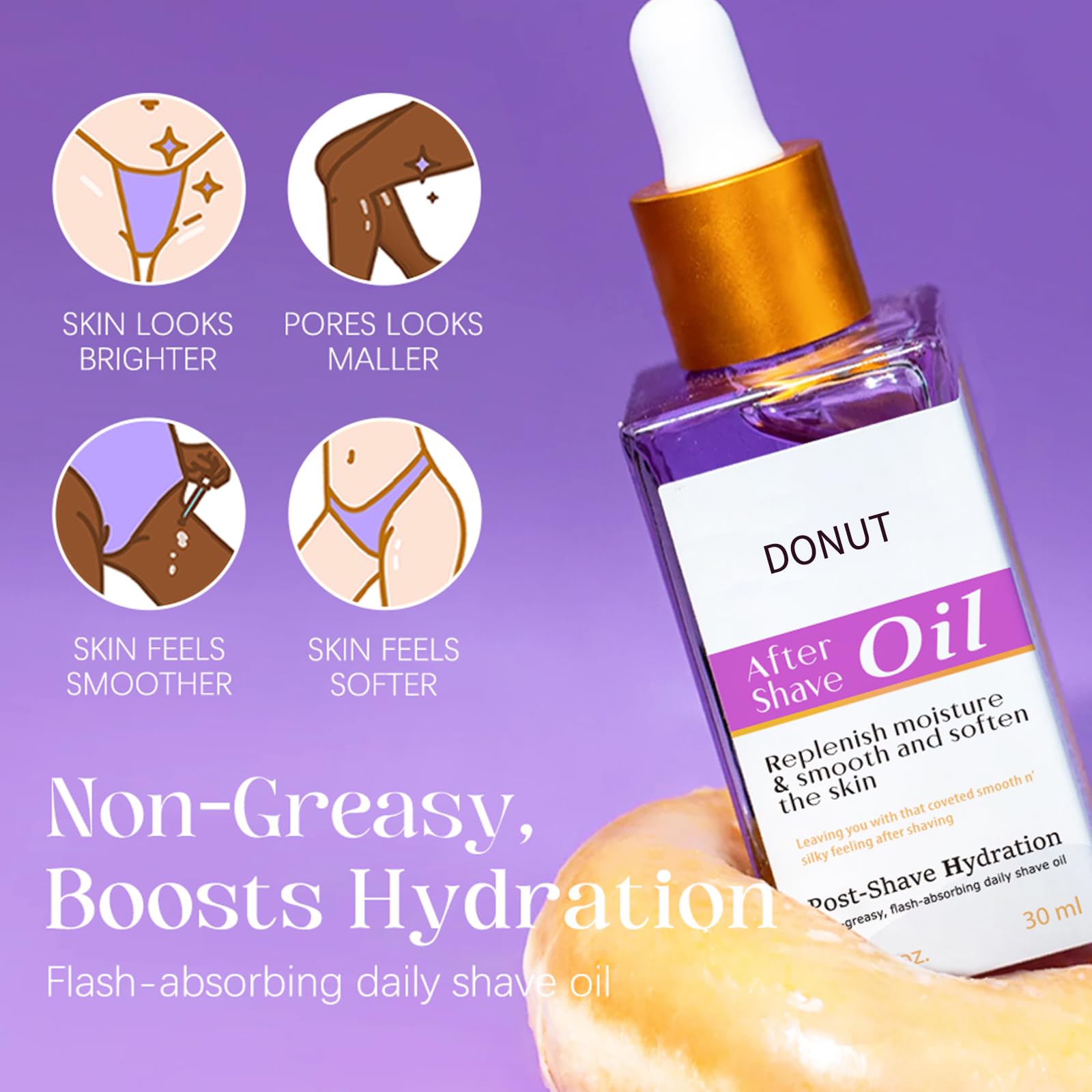SEWOG After Shave Oil pour action illustrating quick absorption on skin.