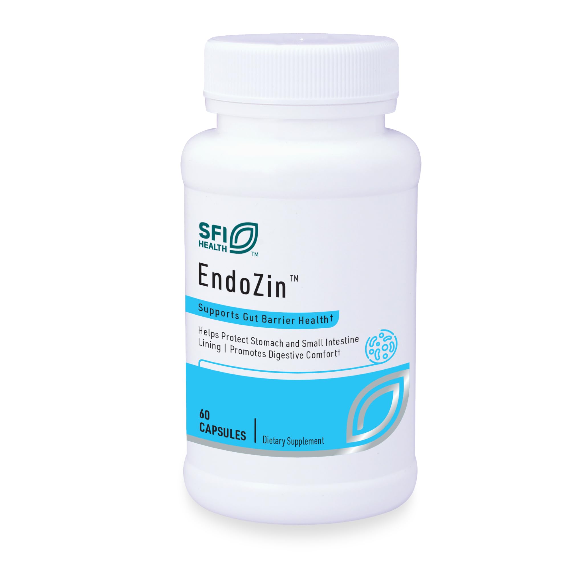SFI Health Endozin bottle front view for gut barrier support.