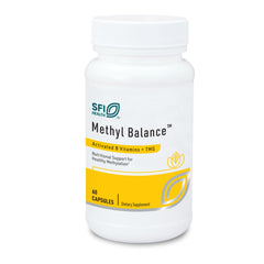 SFI Health Klaire Methyl Balance bottle shown for daily methylation support.