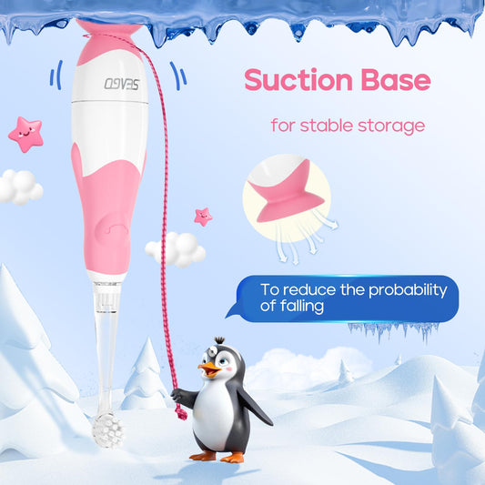 Close-up of pink SG-513 toddler toothbrush head