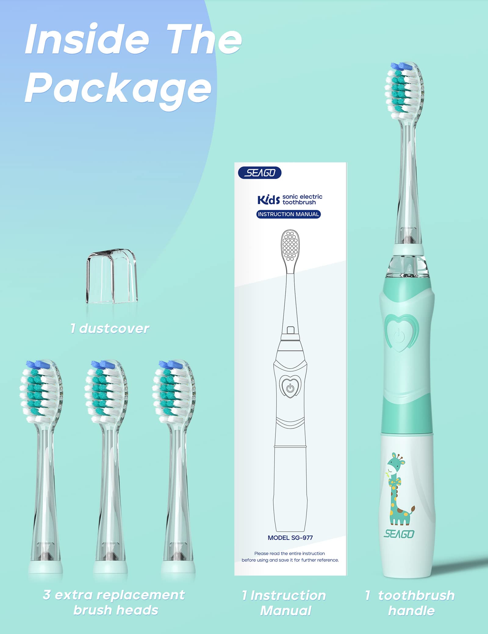 Four replacement brush heads included
