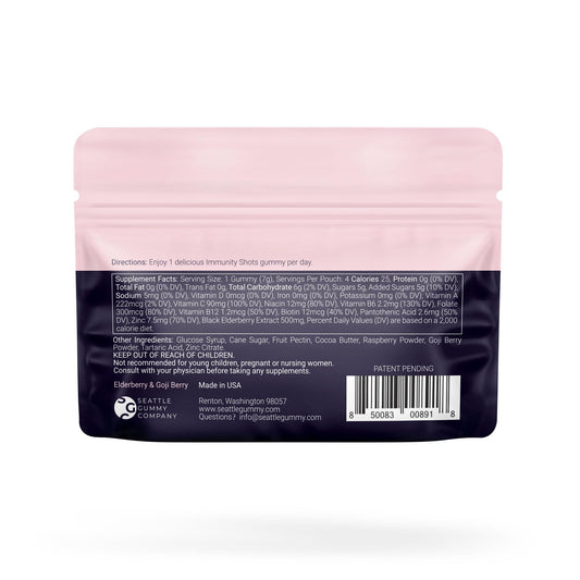 Close-up of Elderberry and Goji Berry 500mg Multivitamin Gummies