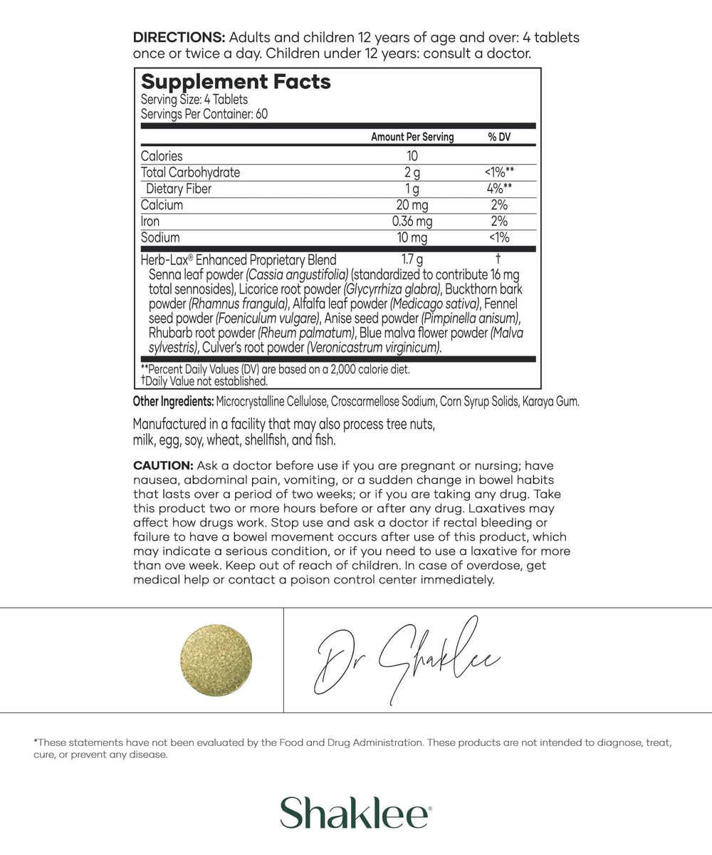 Shaklee Herb-Lax capsules close-up showing smooth texture for easy swallowing.