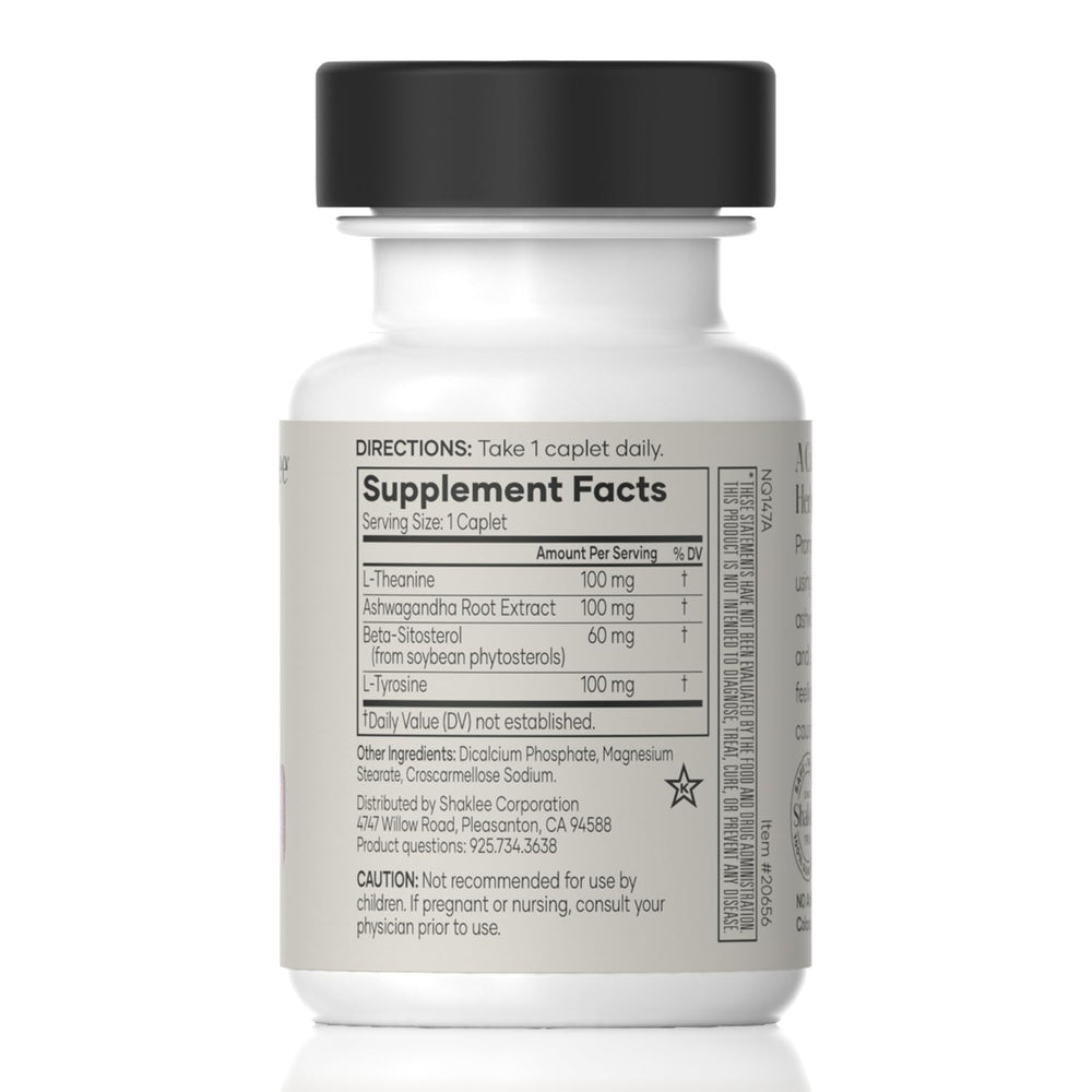 Close-up of product label showing calming blend ingredients