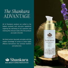 Shankara logo on packaging highlighting 30ml bottle and benefits