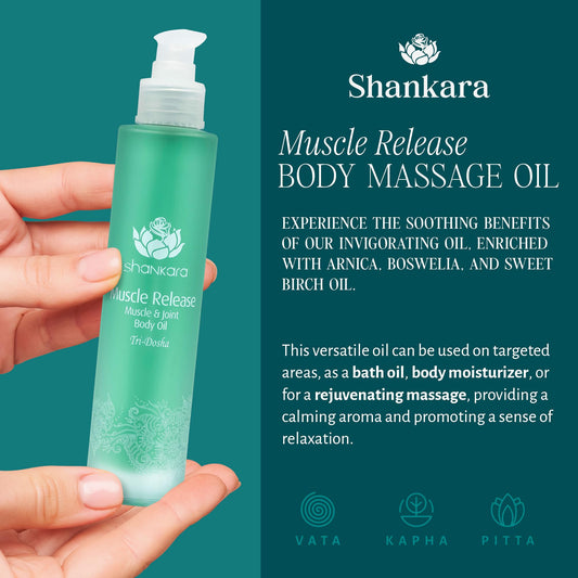 Close-up of Shankara massage oil for sore muscles