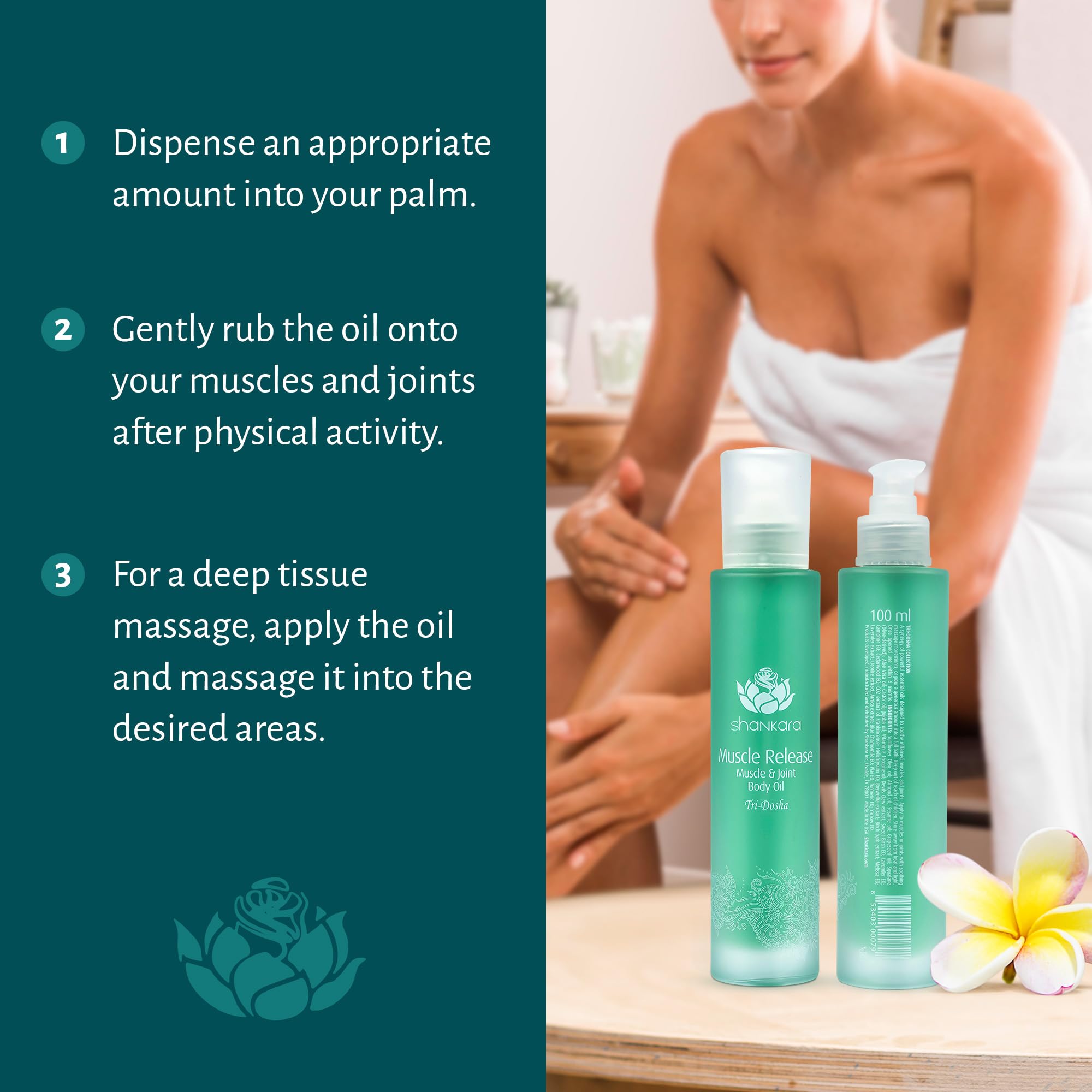 Relaxing massage using Shankara body oil for muscle relief