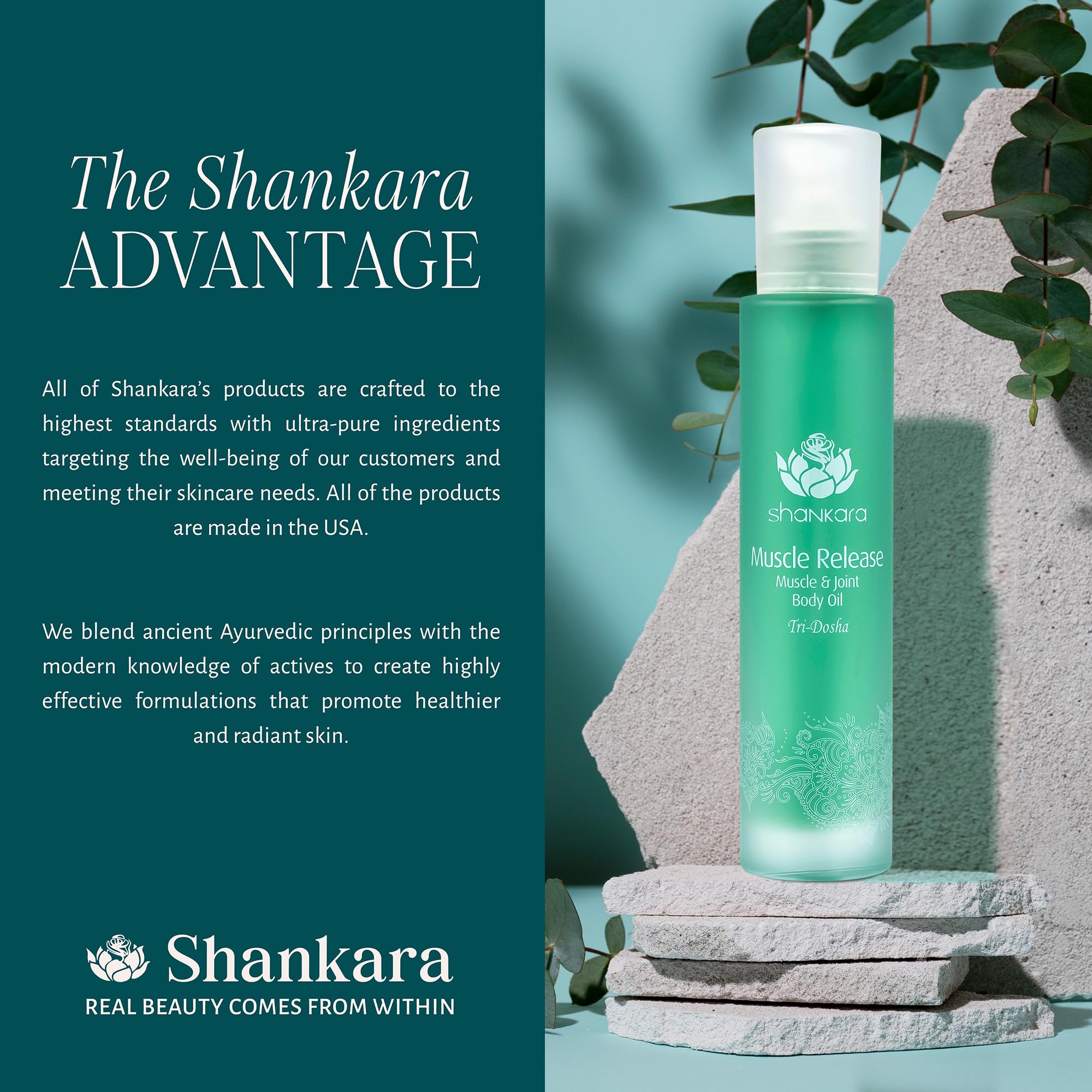 100ml bottle of Shankara massage oil with natural ingredients