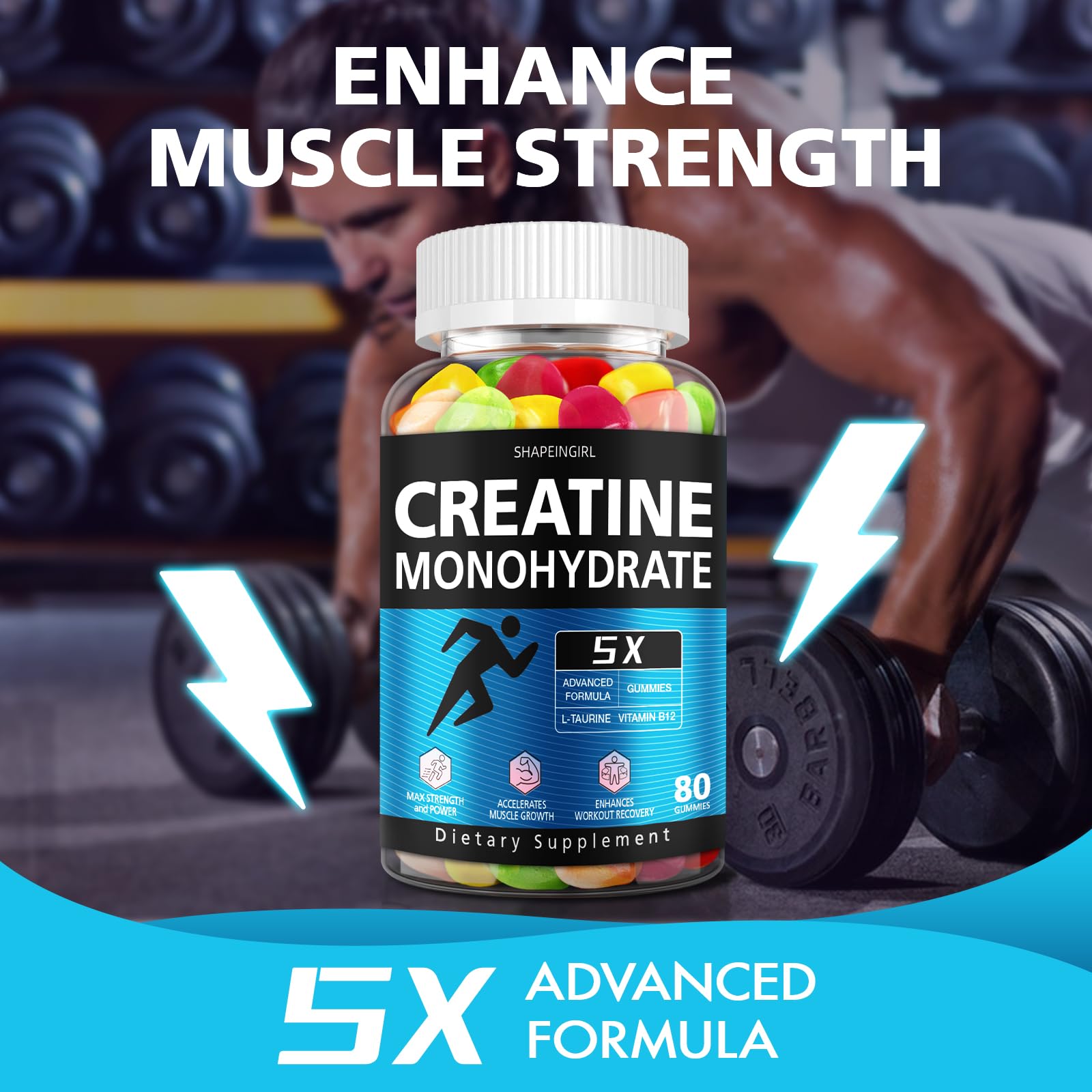 Athlete indicating muscle gain and energy with gummies