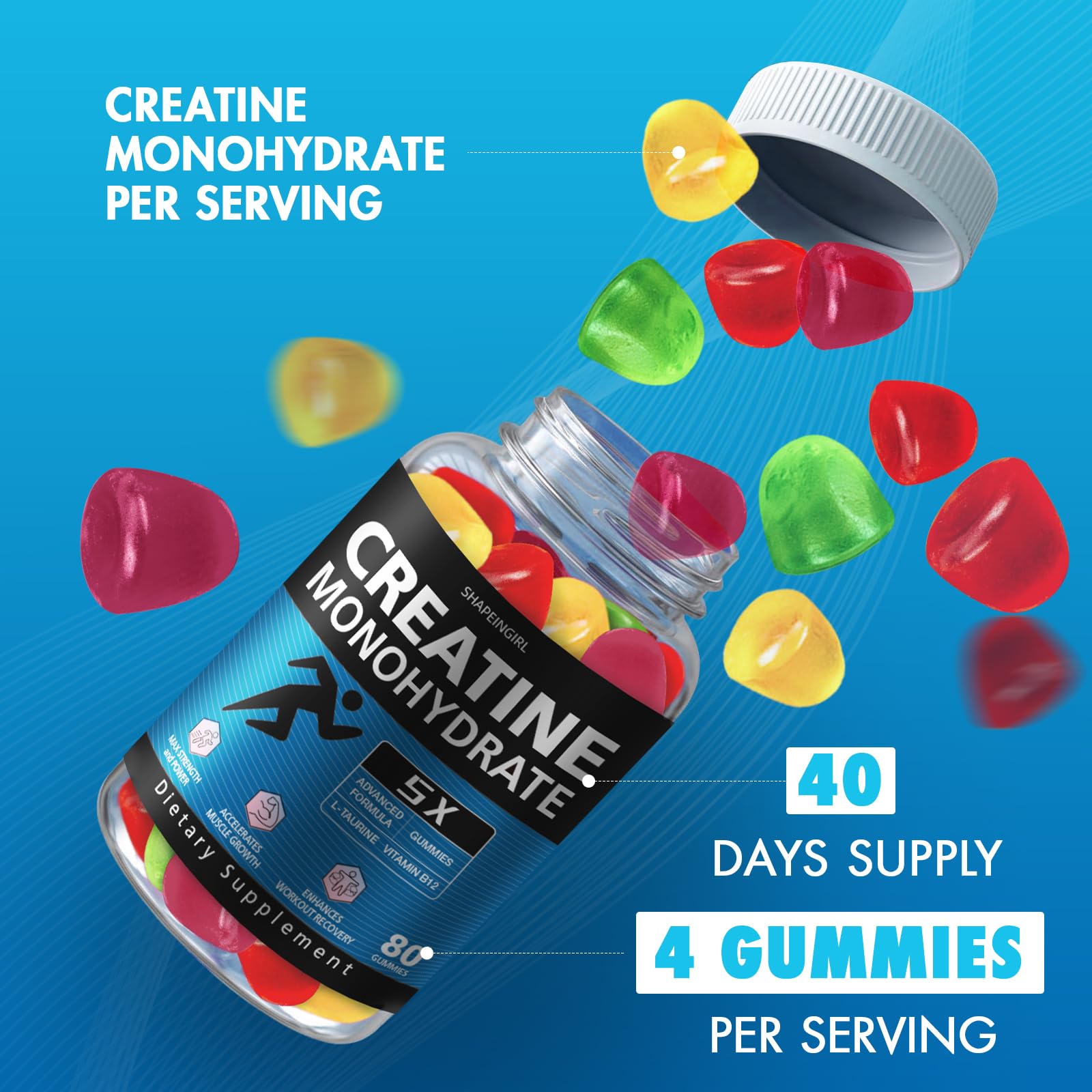 240-count SHAPEINGIRL Creatine Monohydrate Gummies packaging