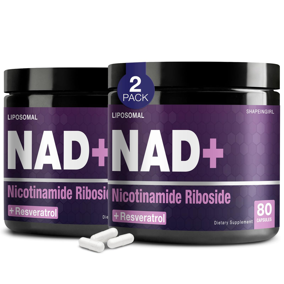Shapeingirl NAD+ supplement bottle with label