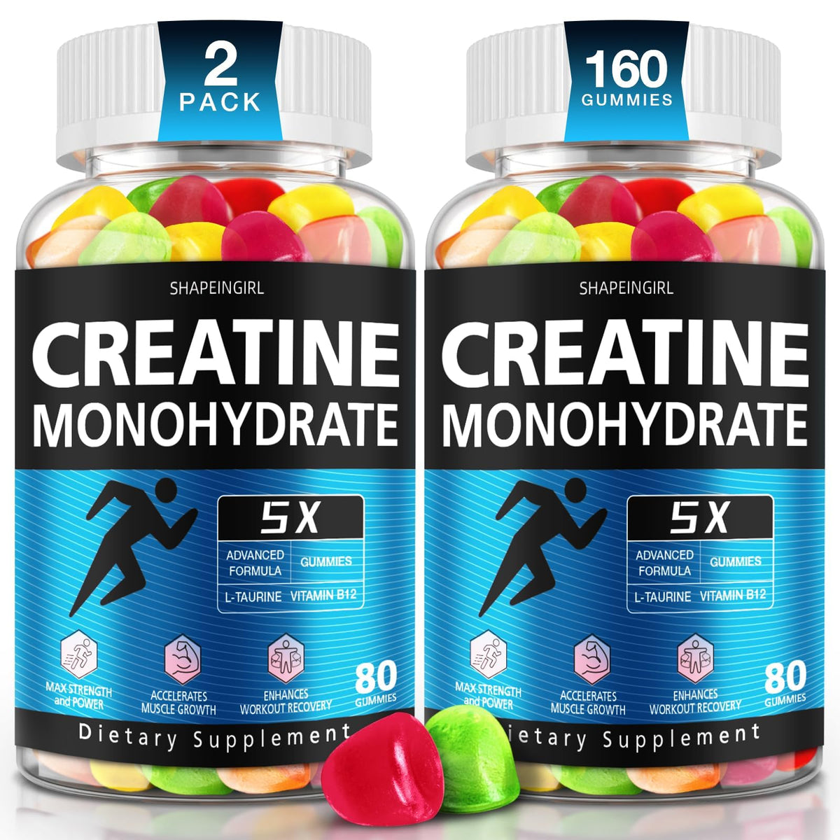 Shapeingirl Creatine Monohydrate Gummies bottle with gummies