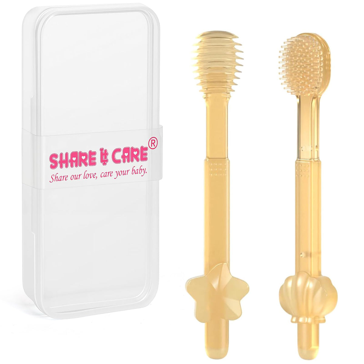 SHARE&CARE Baby Toothbrush and Tongue Cleaner – soft silicone, front view
