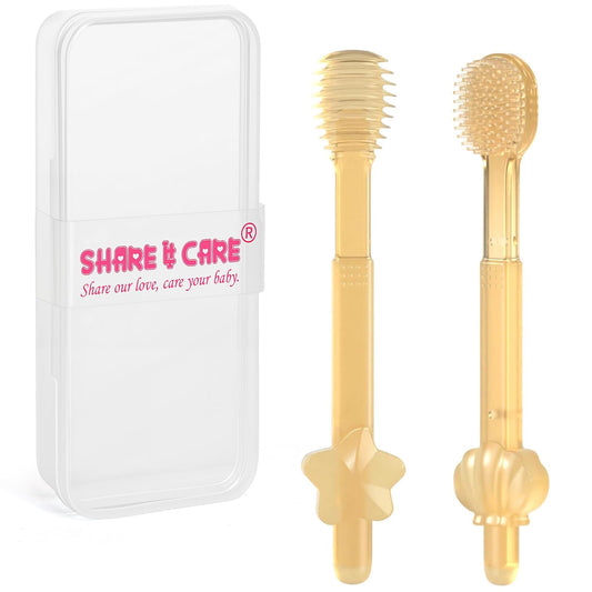 SHARE&CARE Baby Toothbrush and Tongue Cleaner – soft silicone, front view