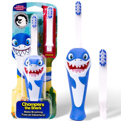 Chompers the Shark kids toothbrush design for ages 2+