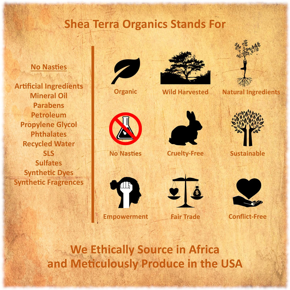 Shea Terra Organics shea-nilotik butter softens hair and adds shine