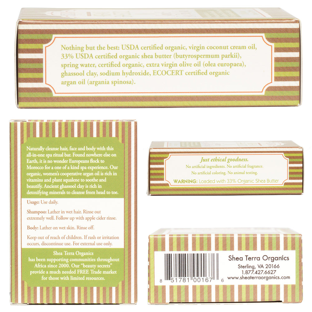 Shea Terra Organics spa bar with argan oil nourishes scalp and shine