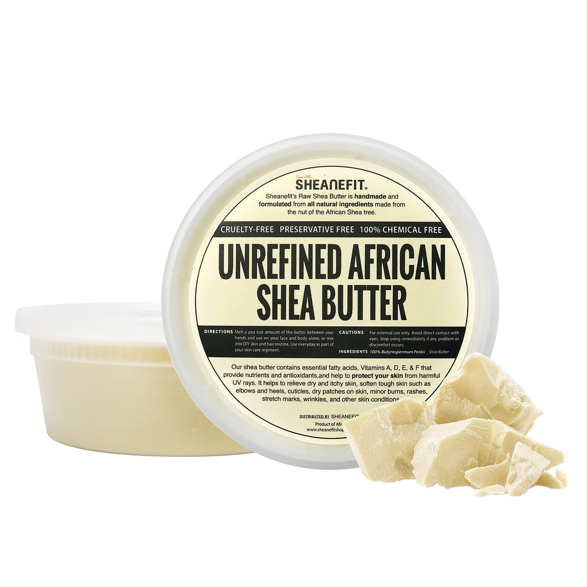Sheanefit raw shea butter 8oz jar close-up for smooth skin hydration