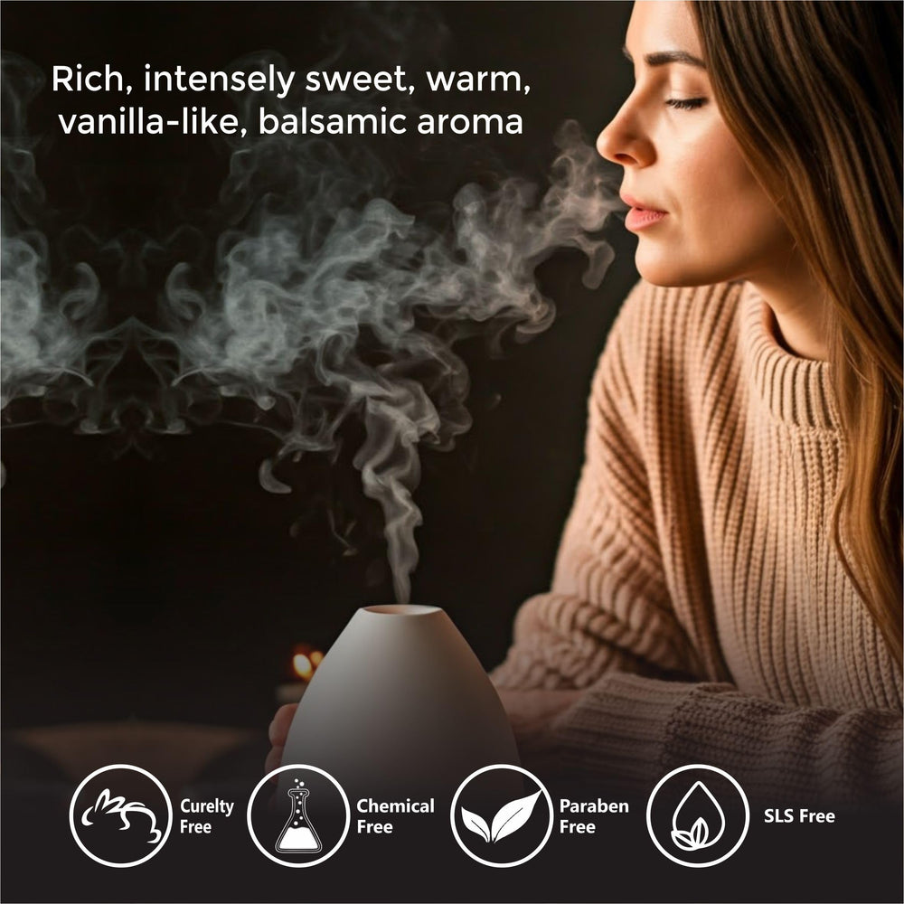 Sheer Essence benzoin essential oil diffuser blend demonstrating home fragrance use