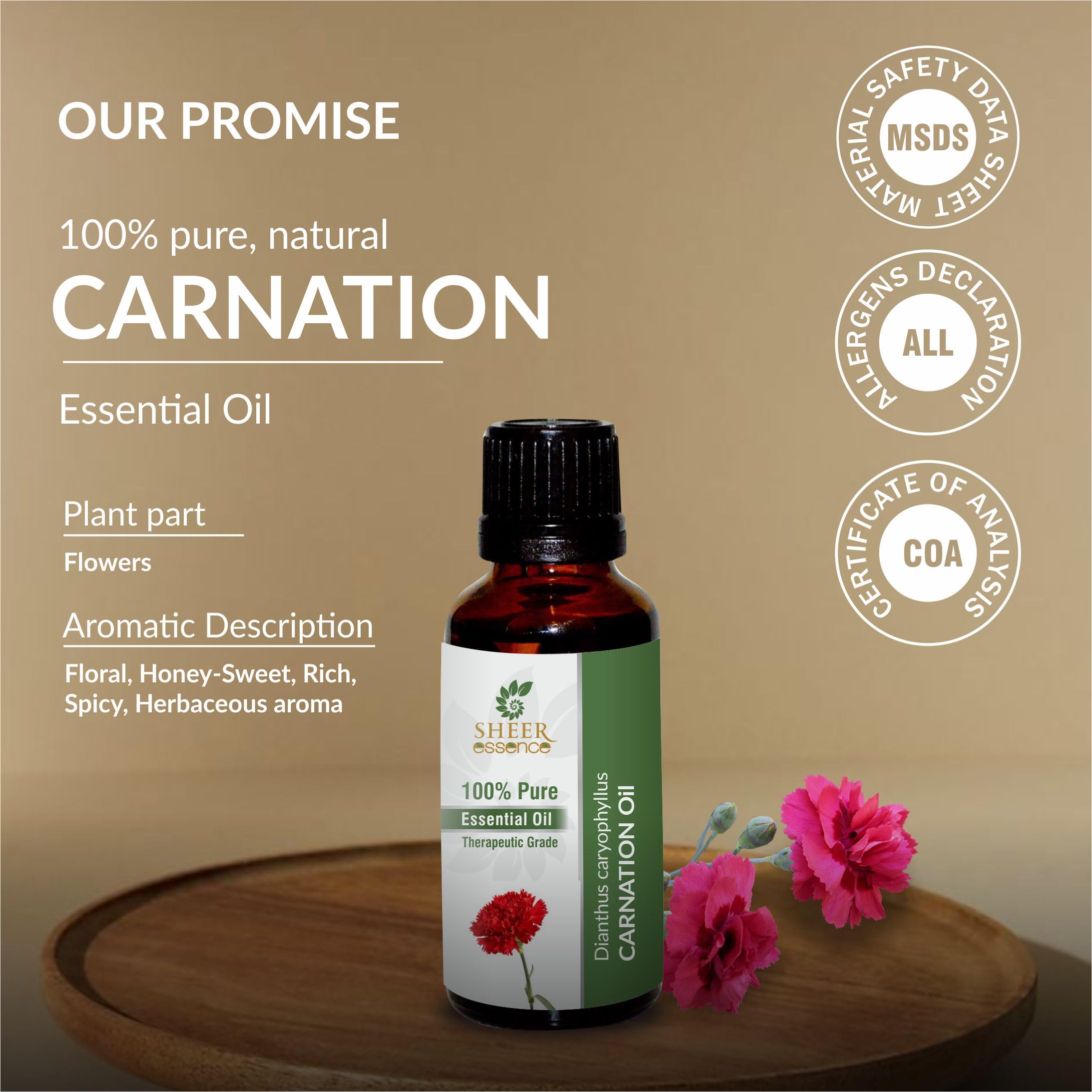 Sheer Essence Carnation Oil added to bath for a spa-like relaxation experience.
