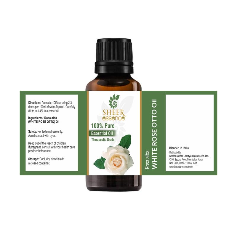 Elegant Sheer Essence packaging of White Rose Otto Oil 15 ml ready for gifting.