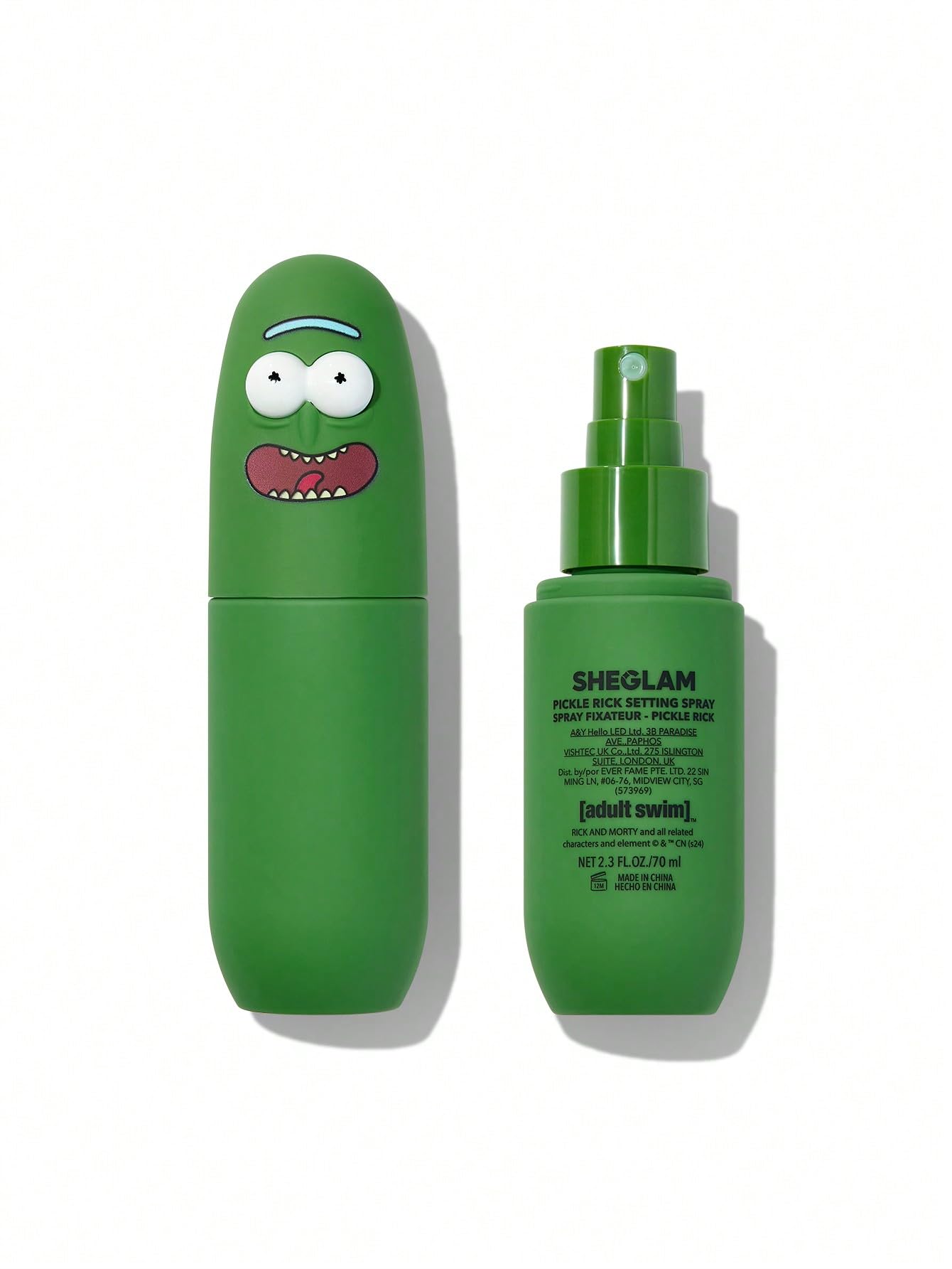 SHEGLAM Pickle Rick setting spray bottle for long-lasting makeup hold
