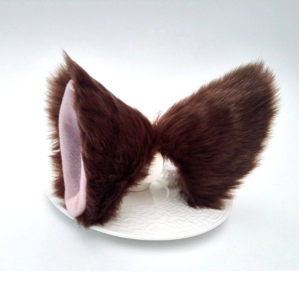 Brown furry neko ears with clip-on option for quick wear.