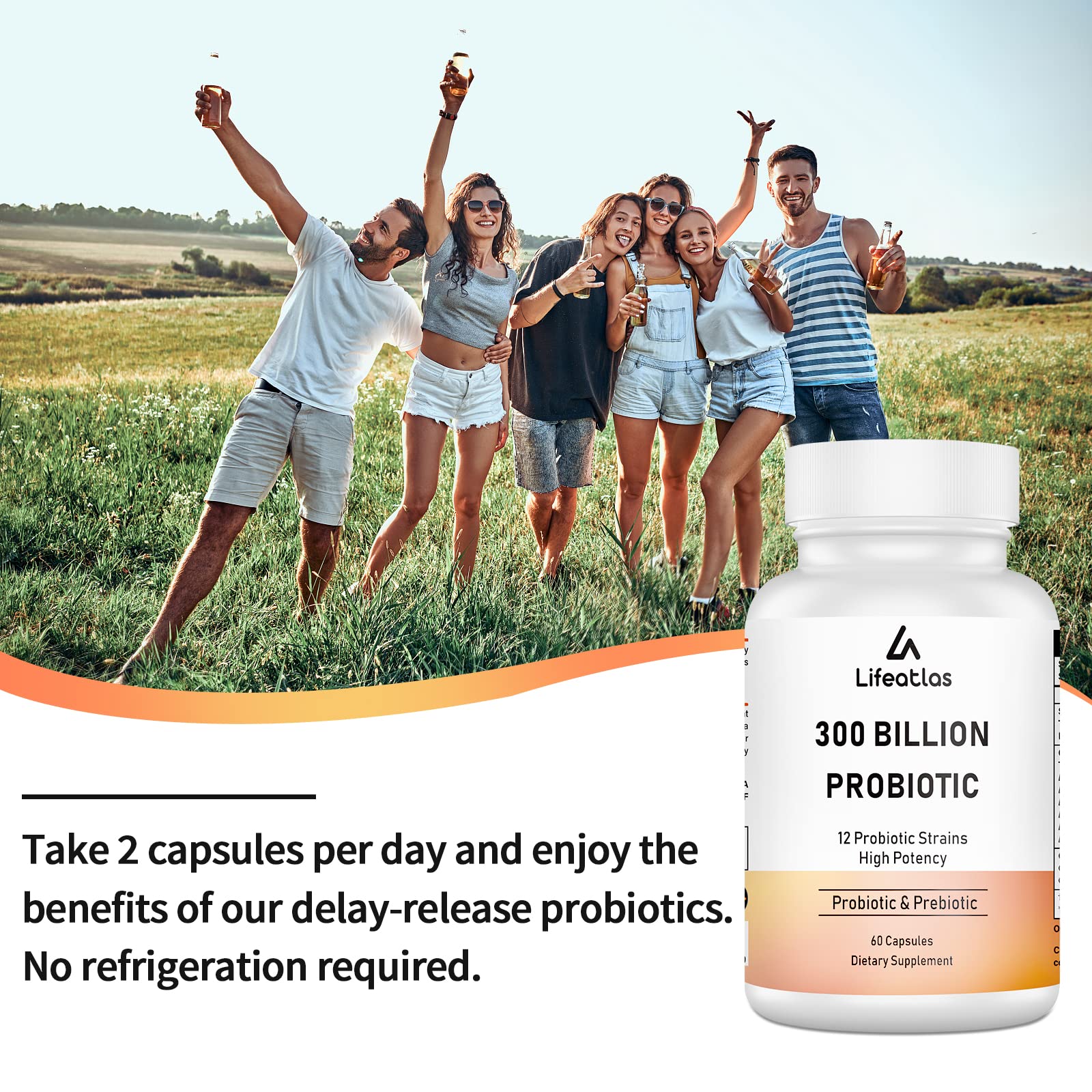 Shelf-stable probiotic bottle packaging