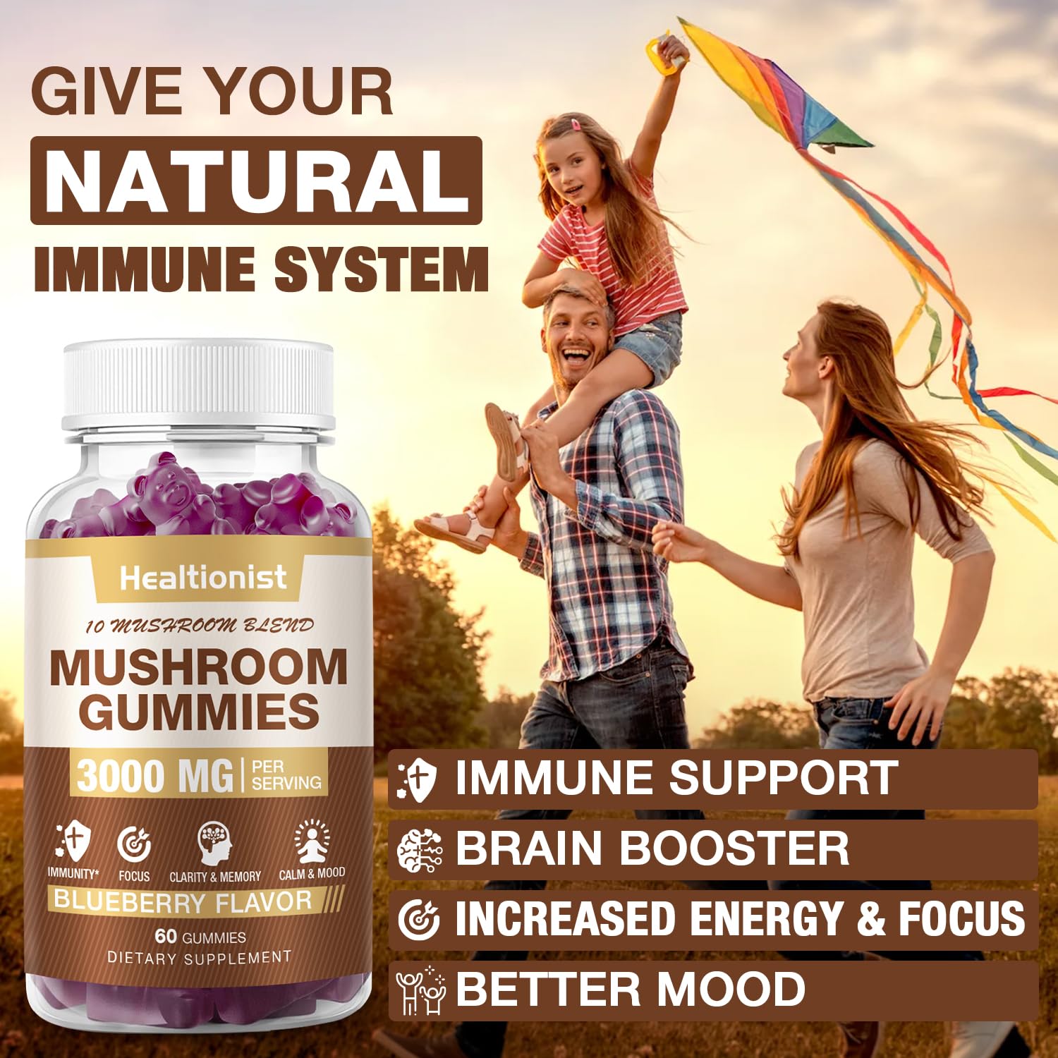 Shiitake, Reishi and Chaga mushrooms for immune support