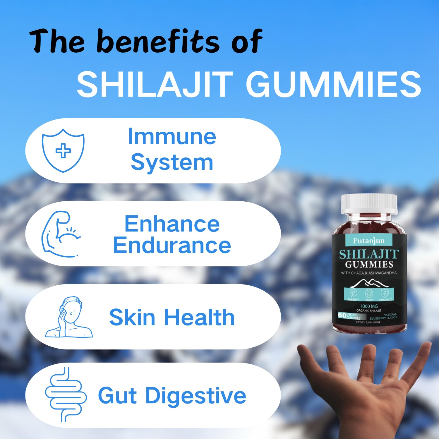 Ingredients: Shilajit, Ashwagandha, Chaga, Ginseng, Saw Palmetto