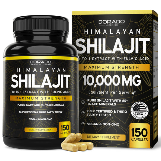 Bottle of Shilajit capsules with 1000mg per serving